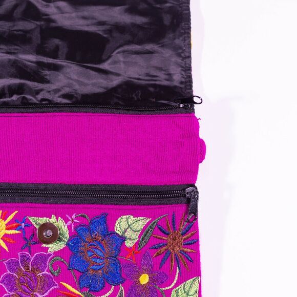 Women's Purse Handmade Crossbody Mexican Clutch Floral Embroidered Shoulder Bag - Picture 9 of 9